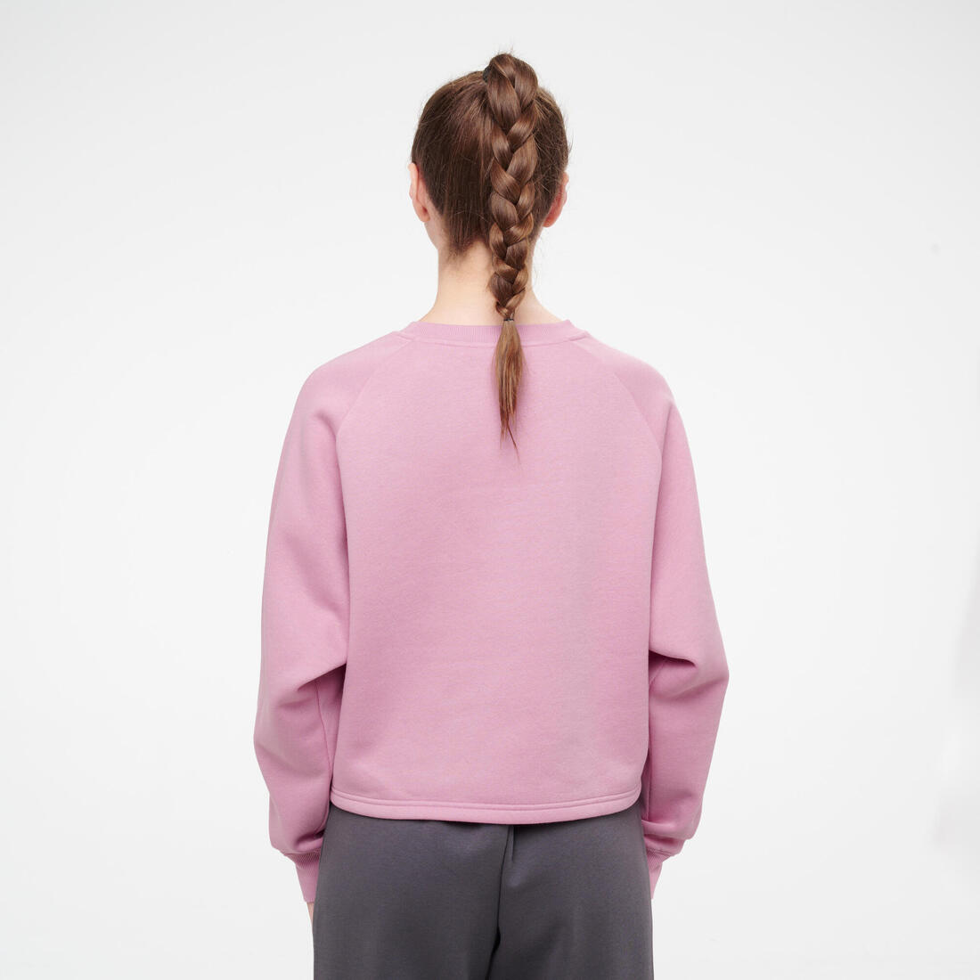 Sweat crop en coton femme, rose
