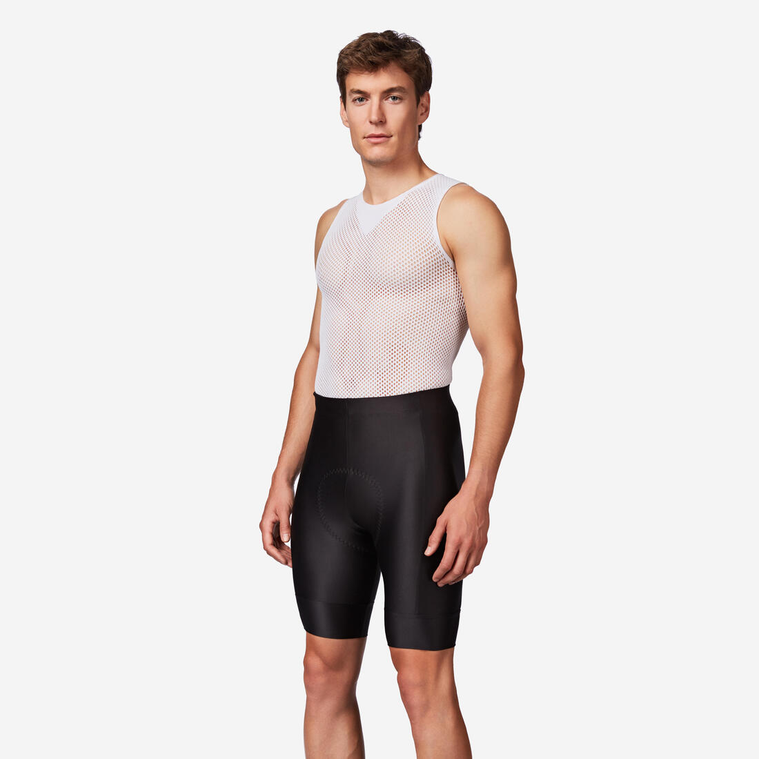 Cuissard court de vélo de route sans bretelles homme, Essential noir