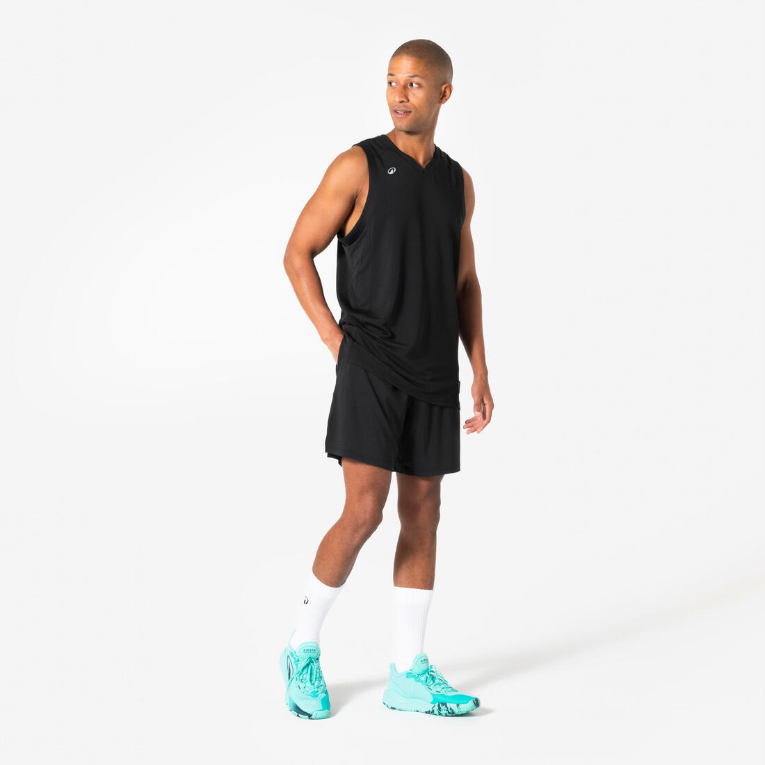 Short de basket avec poches homme femme, 500 noir