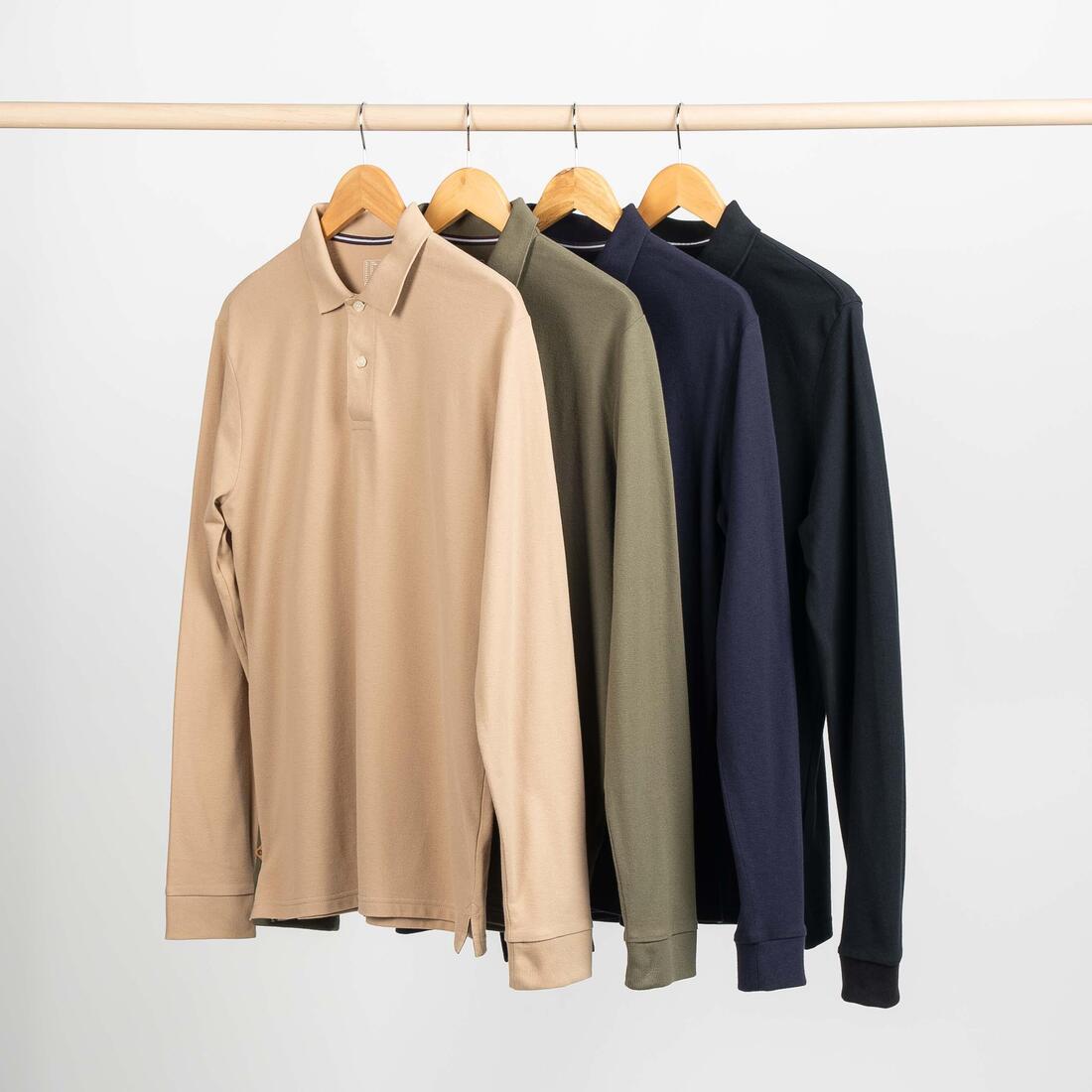 Polo golf manches longues Homme -  MW500 bleu marine