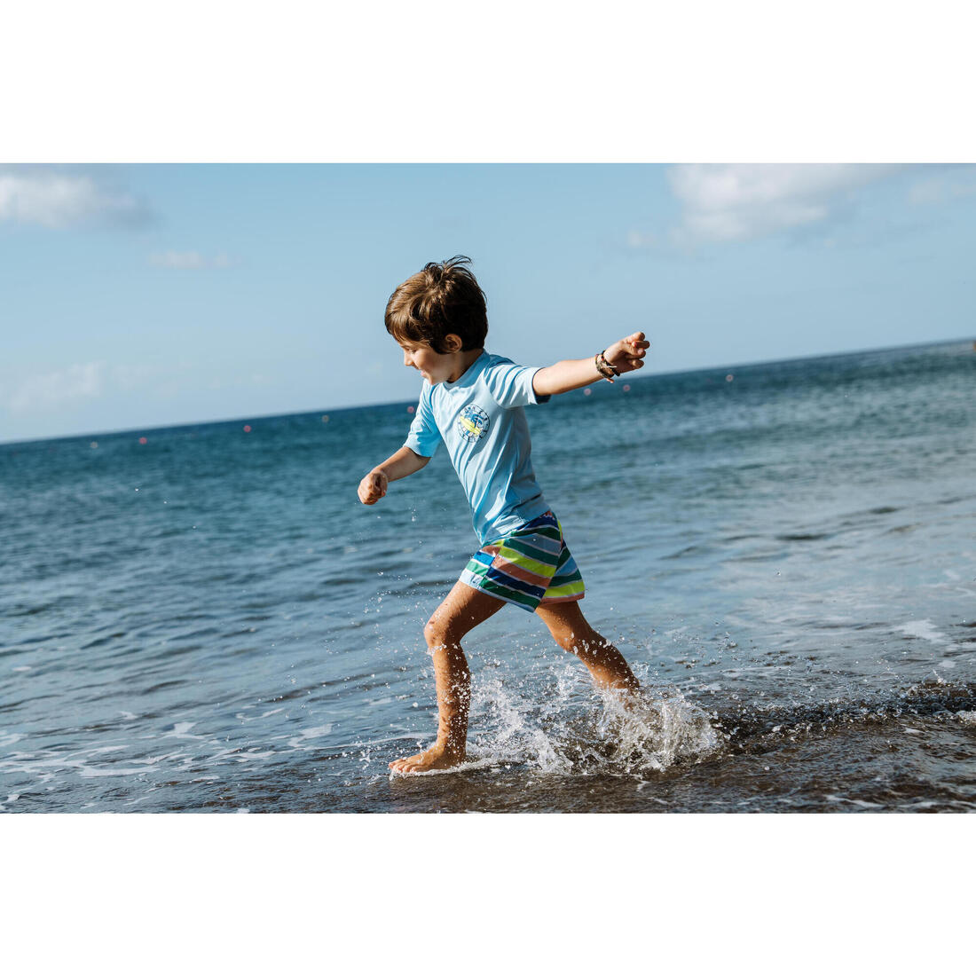 Water tee shirt anti uv surf enfant vert turquoise imprimé