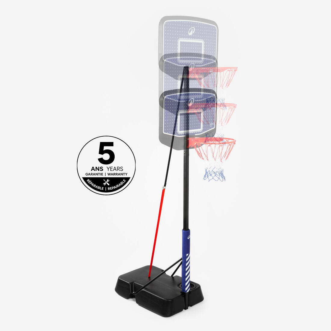Panier de basket Enfant Dunk sur pied réglable 1,60m à 2,20m - K900