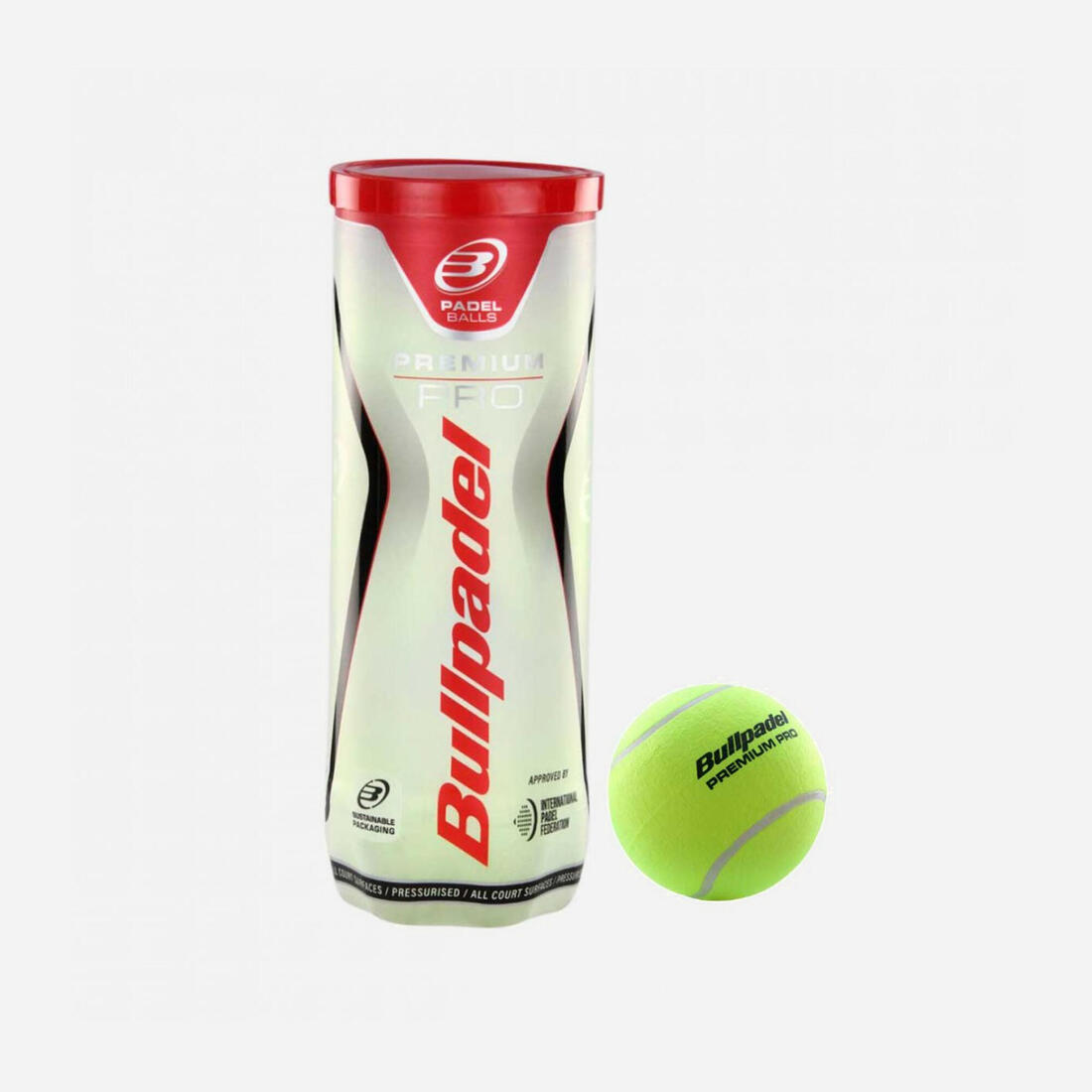 Tube de 3 balles de padel pressurisées - Bullpadel Premium Pro