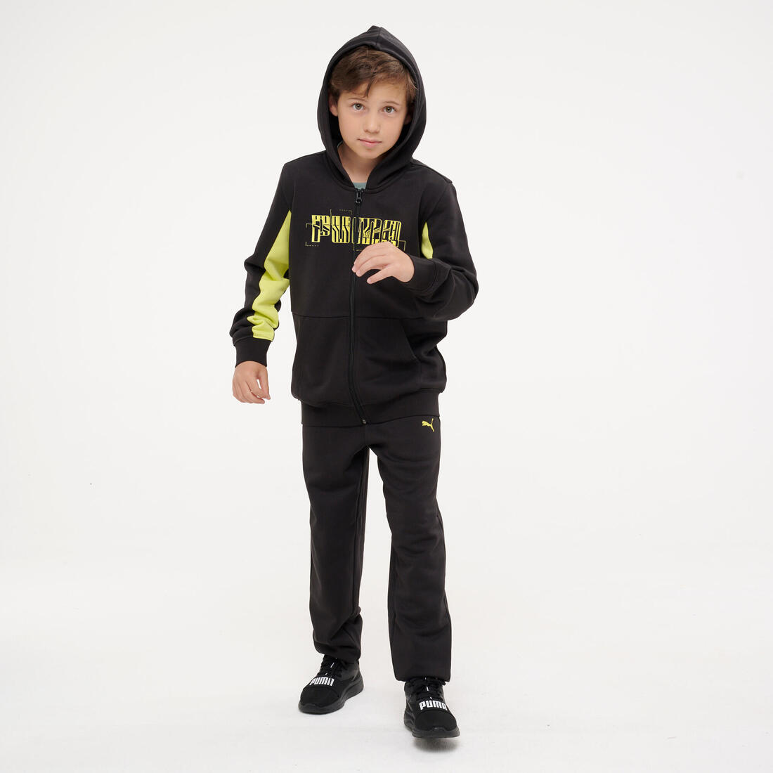Ensemble de survêtement zippé enfant, noir et