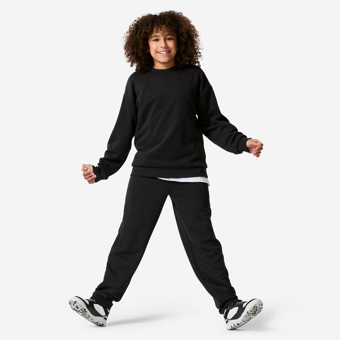 Sweat col rond en molleton chaud enfant, noir