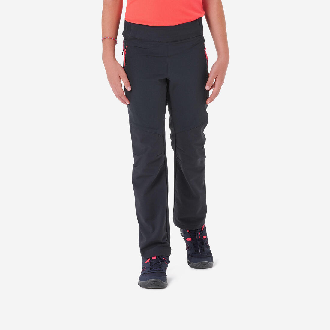 Pantalon de randonnée softshell enfant 7-15 ans, MH500 gris - noir – gris carbone