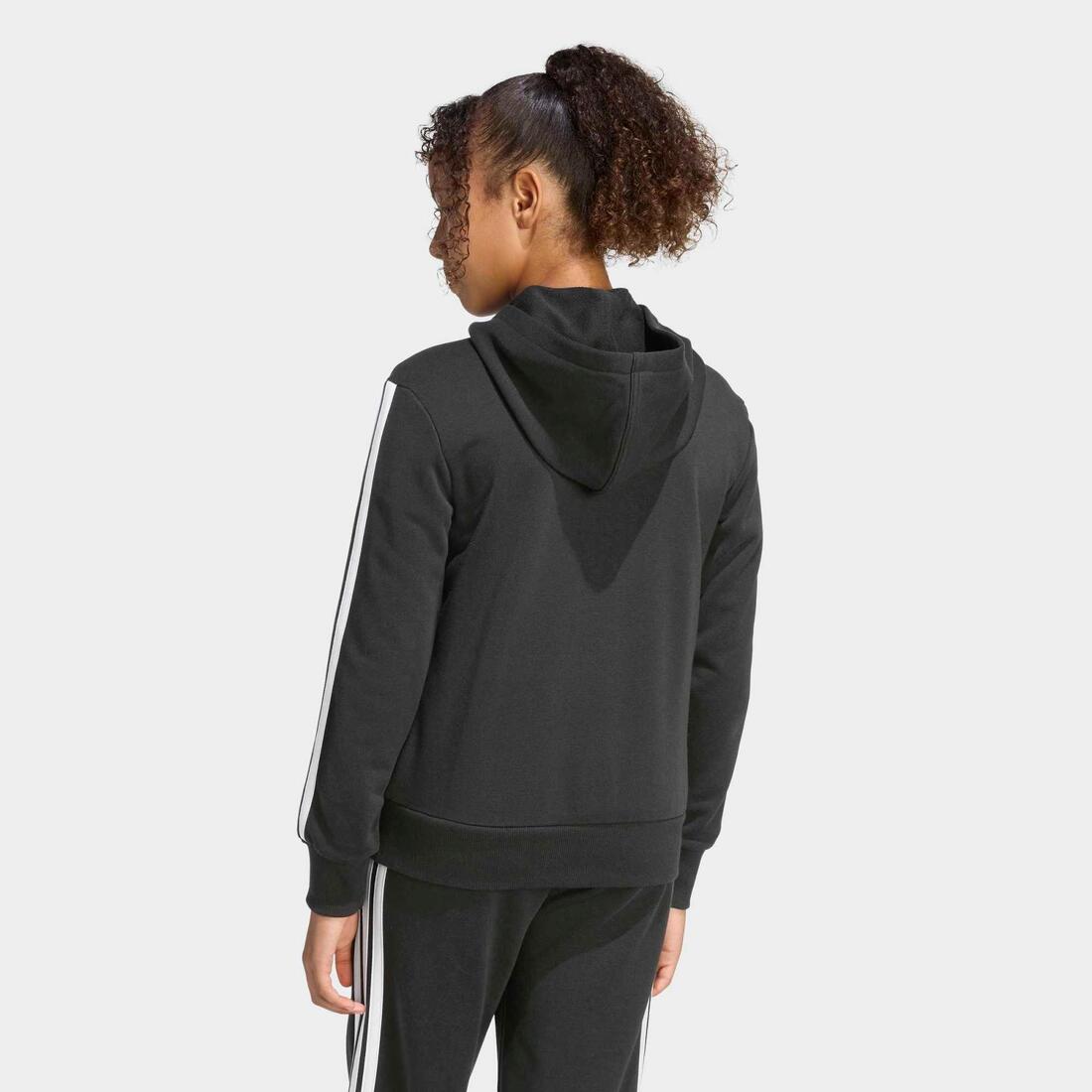 Sweat à capuche zippé fille en coton, noir