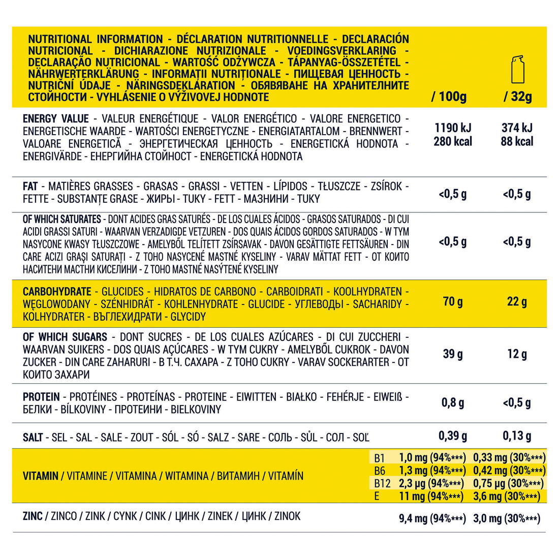 GEL ÉNERGÉTIQUE ECOSIZE LONGUE DISTANCE CITRON 14X32GR