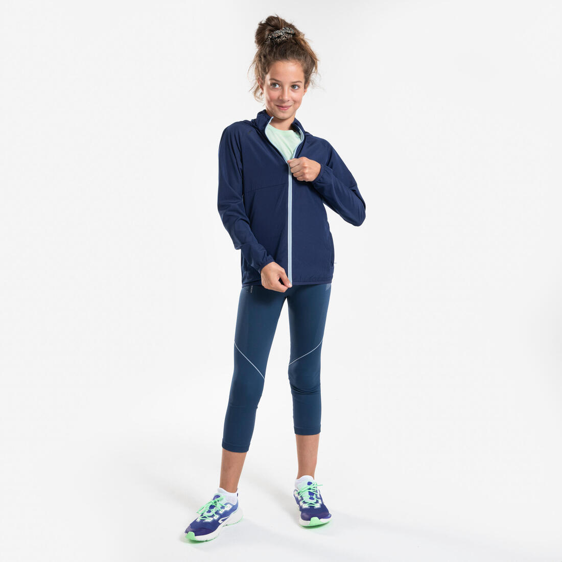 Veste Running coupe vent Enfant - KIPRUN Wind Jacket JR Marine grise