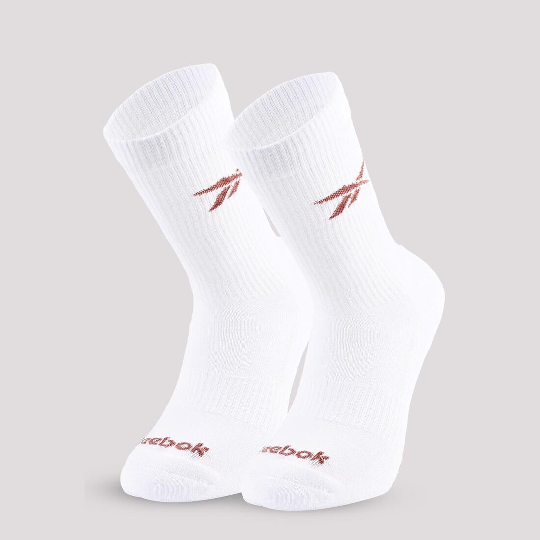 Lots de 3 paires de chaussettes de fitness mi-mollet, blanches