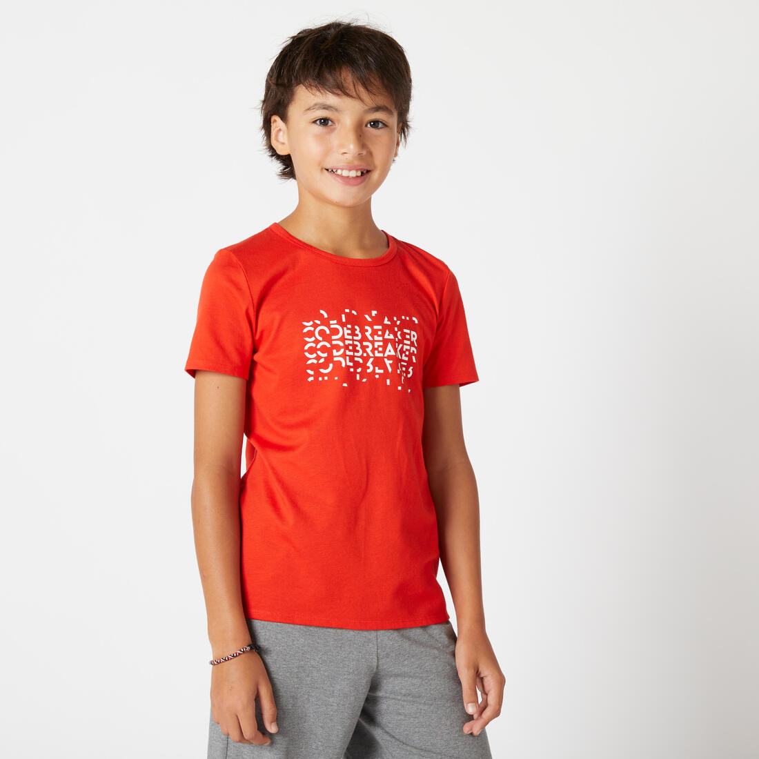 T-shirt enfant coton - Basique bleu jean avec imprimé