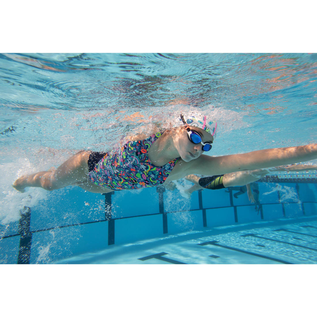 Lunettes de natation Taille Unique - Bfit blanches verres miroirs