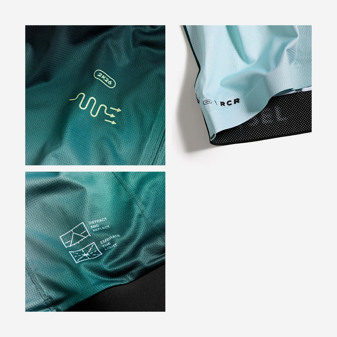 Maillot manches courtes de vélo de route aéro homme,  RCR-F vert