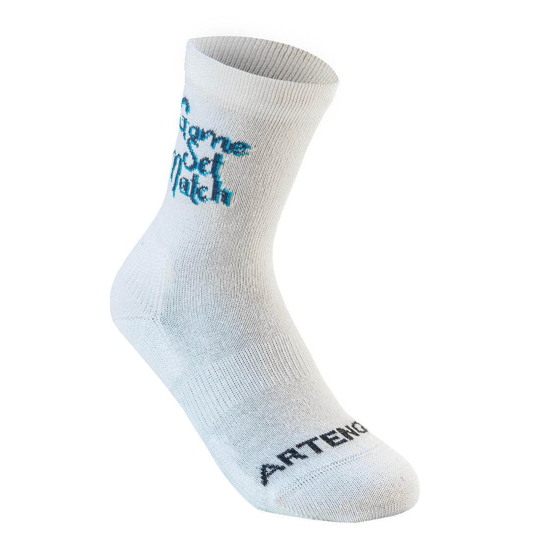 CHAUSSETTES DE SPORT ENFANT HAUTES ARTENGO RS 160 BLANC MARINE BLANC LOT DE 3