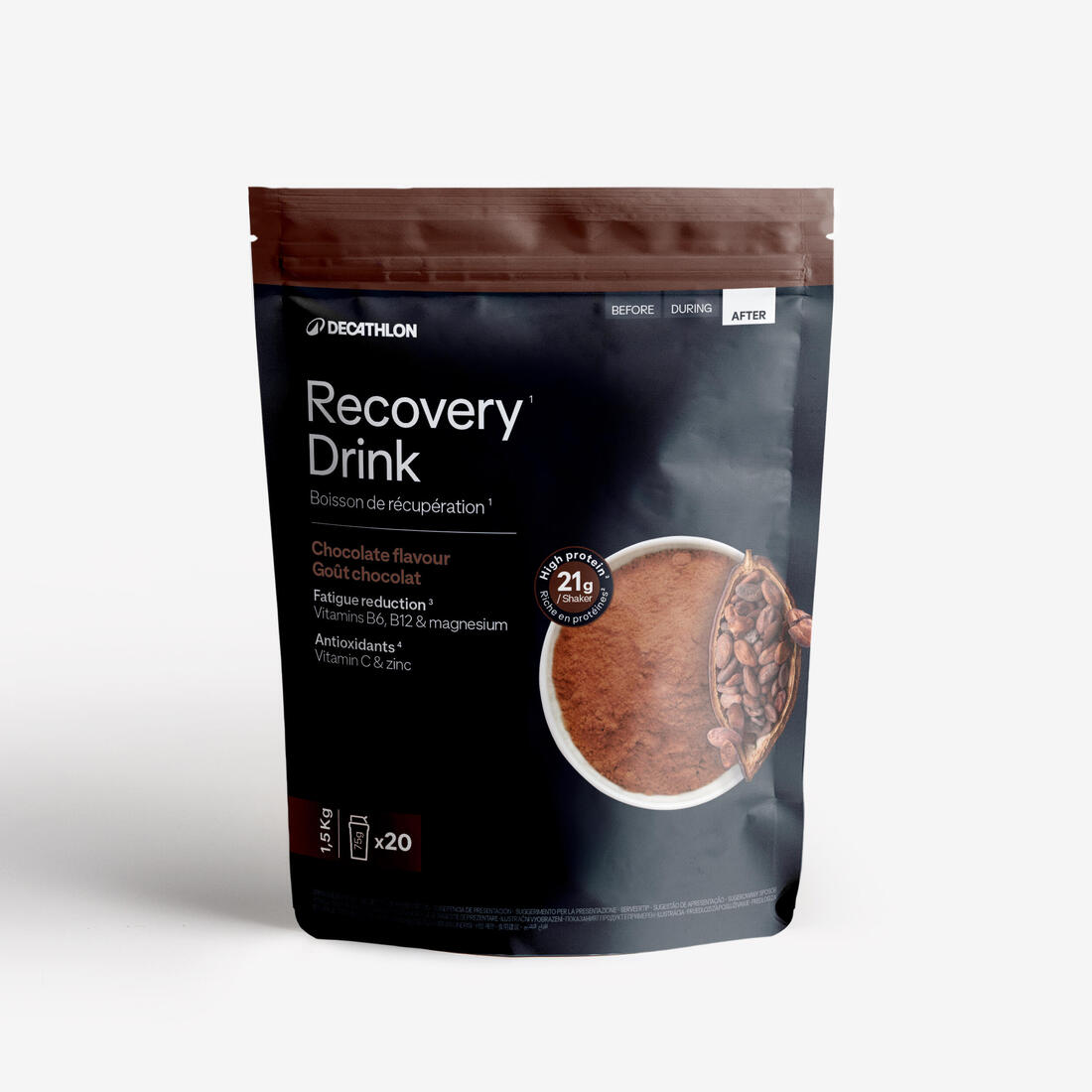 Boisson protéinée en poudre pour la récupération chocolat, 1,5kg
