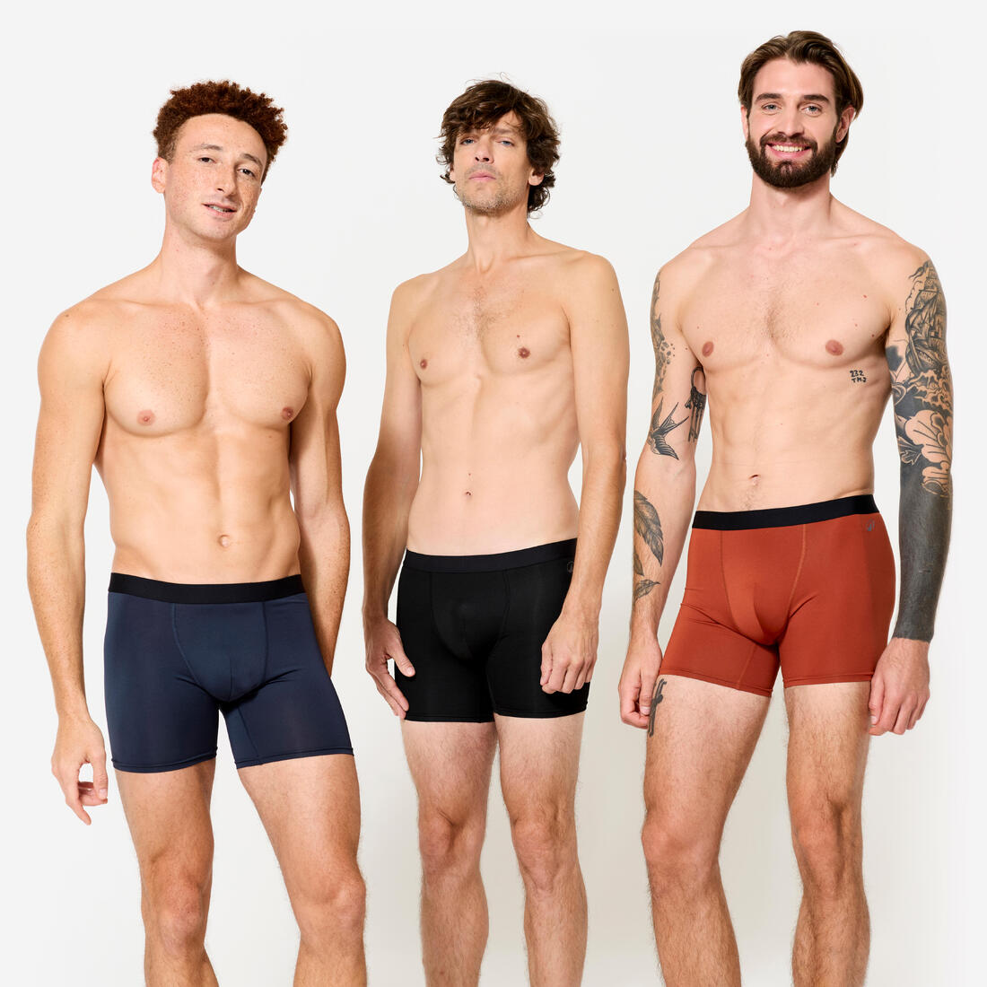 Lot de 3 boxers respirants en microfibre Homme, Bleu foncé