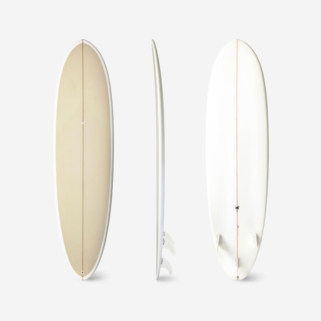 Planche de surf hybride en résine 7' 49L avec 3 ailerons - beige