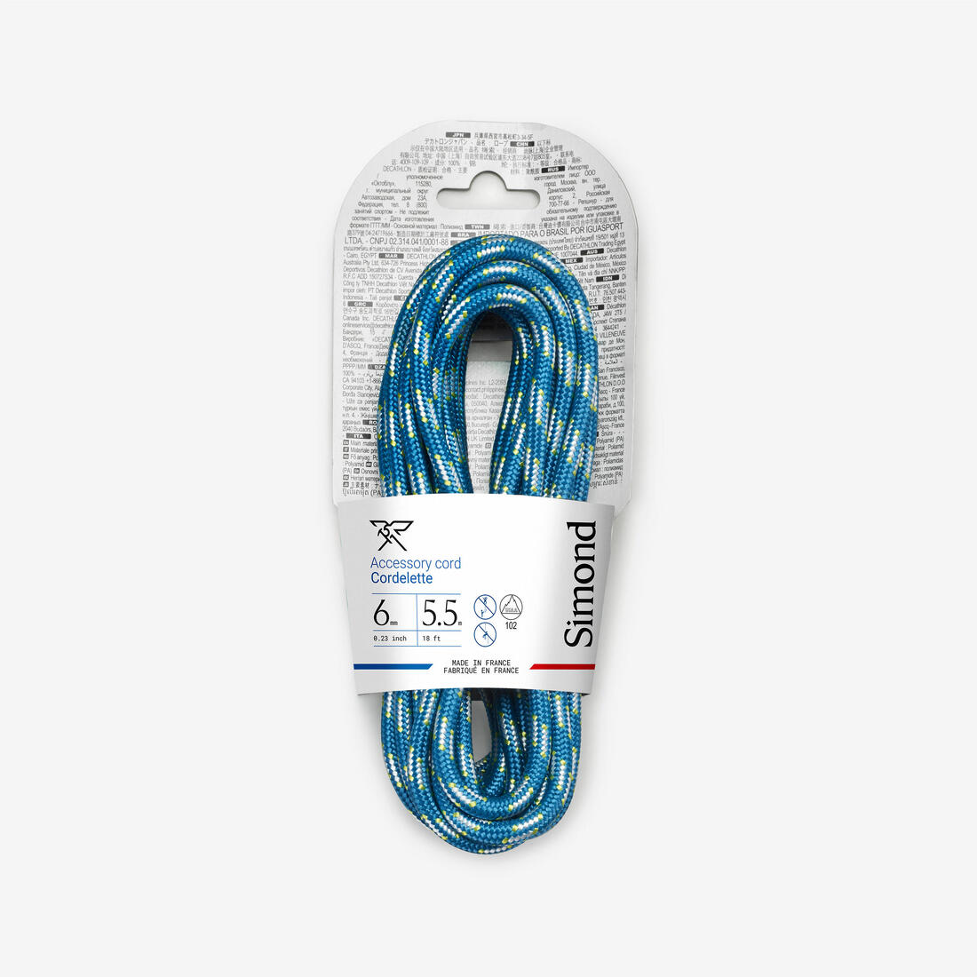 Cordelette d'escalade et d'alpinisme 6 mm x 5,5 m