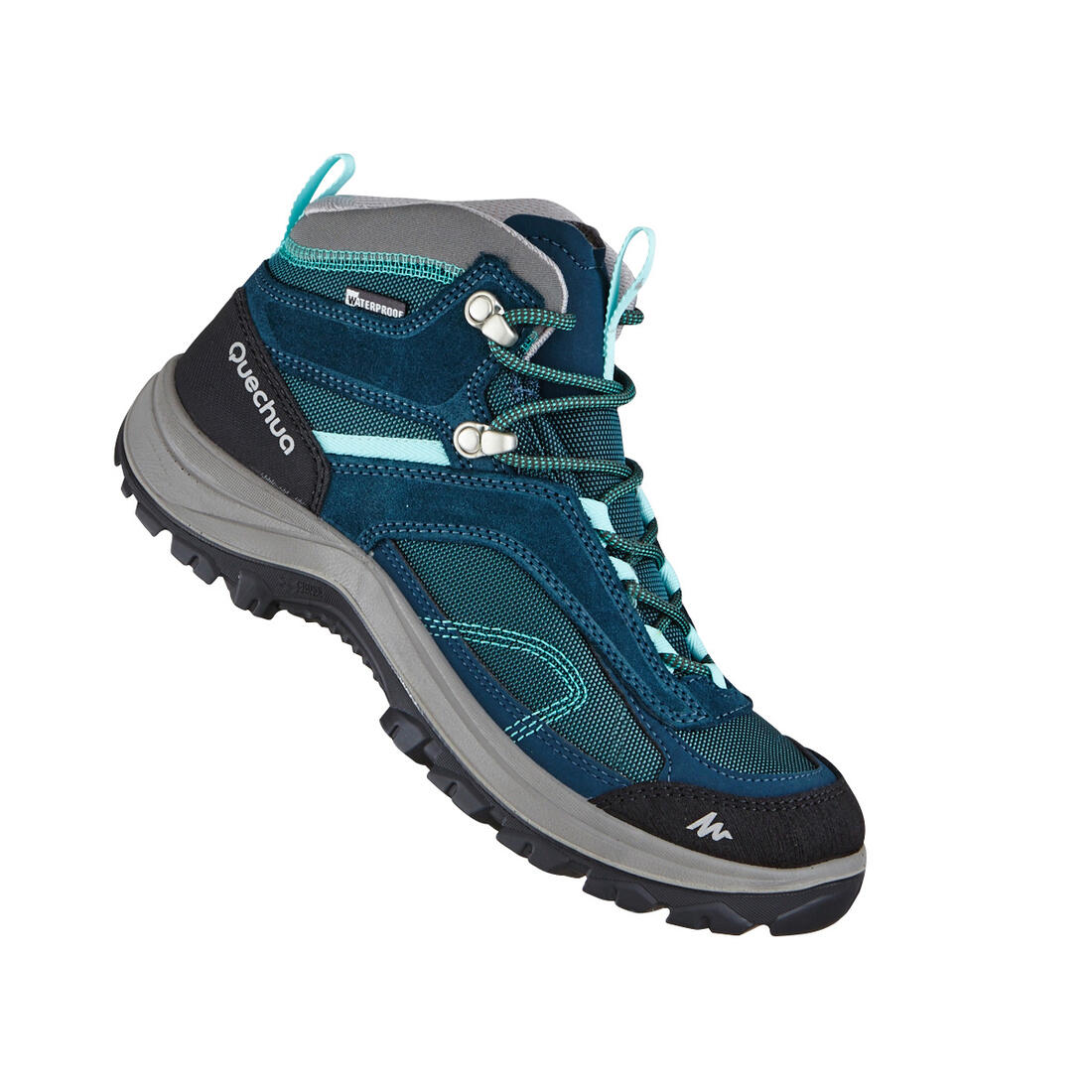 Chaussures imperméables de randonnée montagne - MH100 Mid Turquoise - Femme