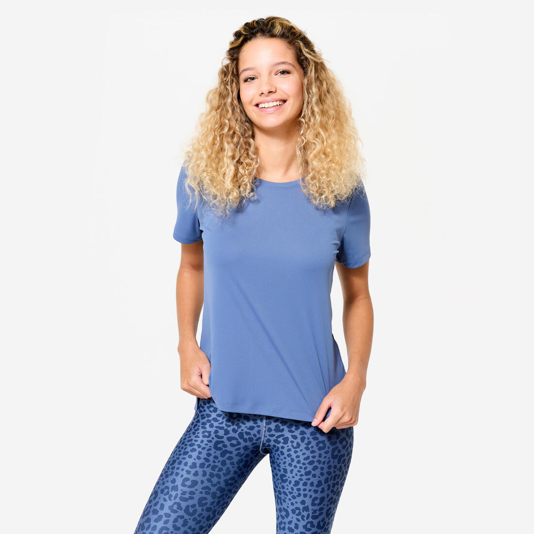 T-shirt fitness manches courtes femme – bleu comète