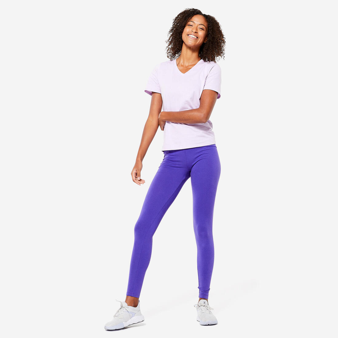 T-shirt col V fitness en coton femme