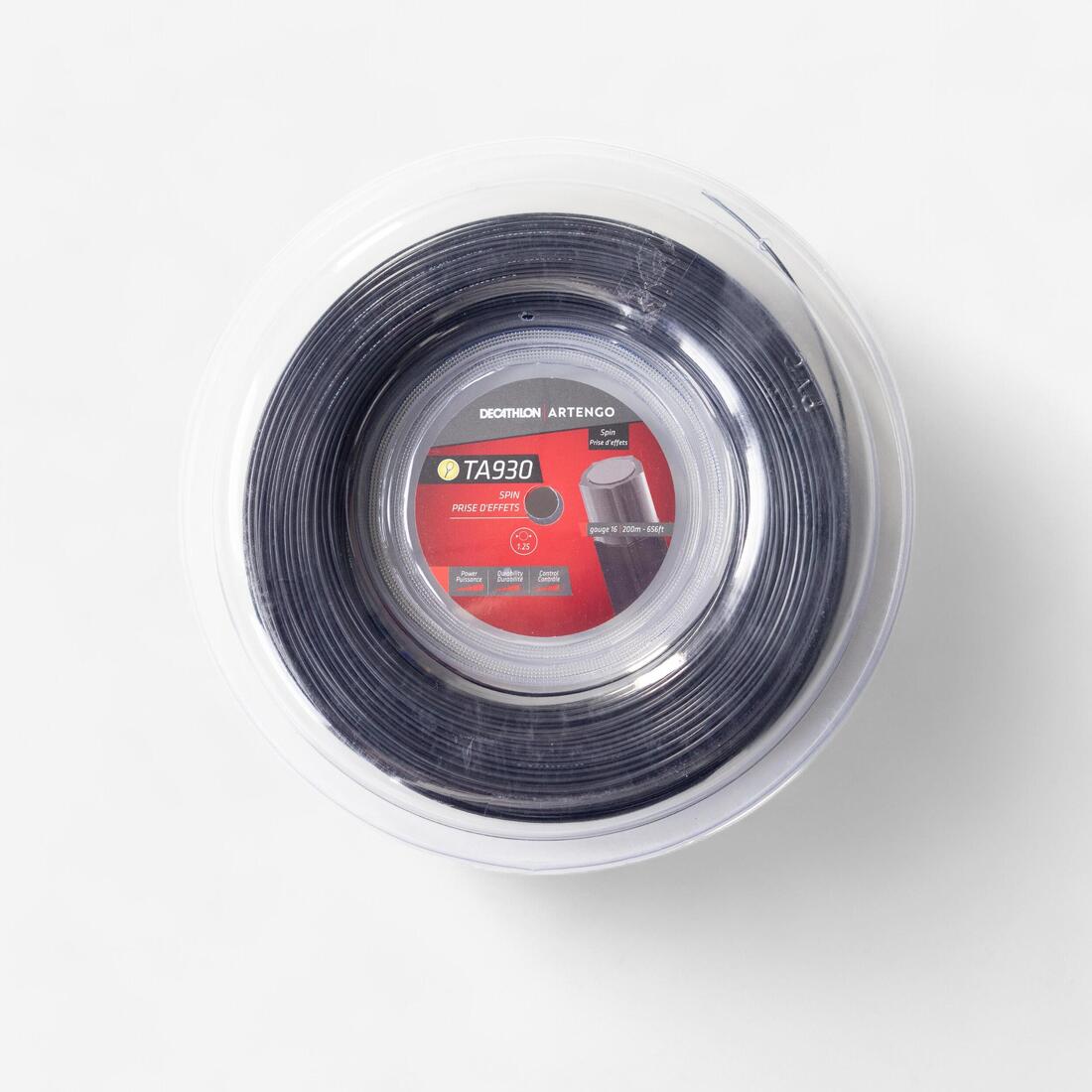 Bobine de cordage de tennis monofilament noir pentagonal ta 930 spin 1.25mm.