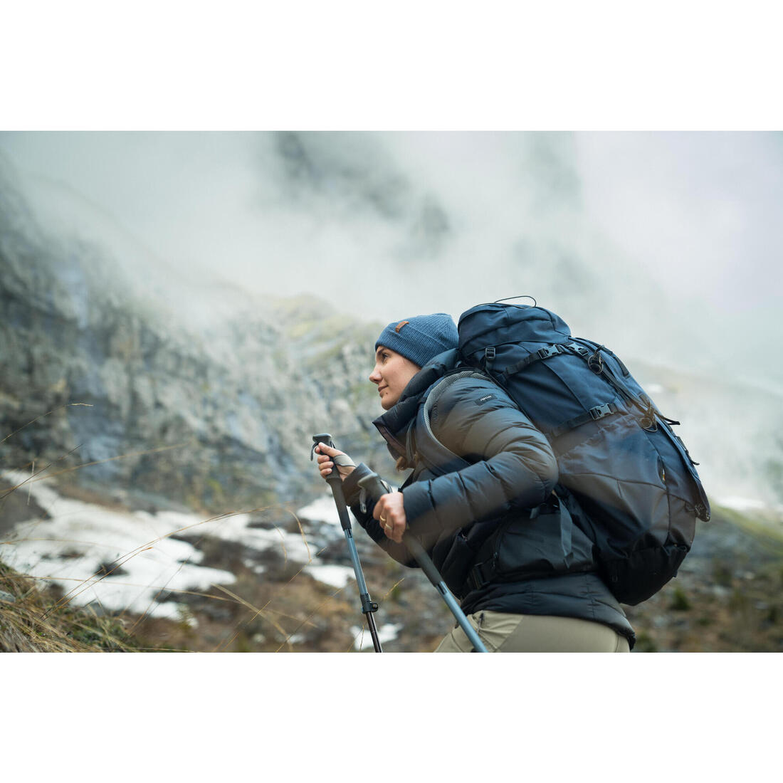 Doudoune à capuche en duvet de trek montagne - mt500 -10 °c - femme