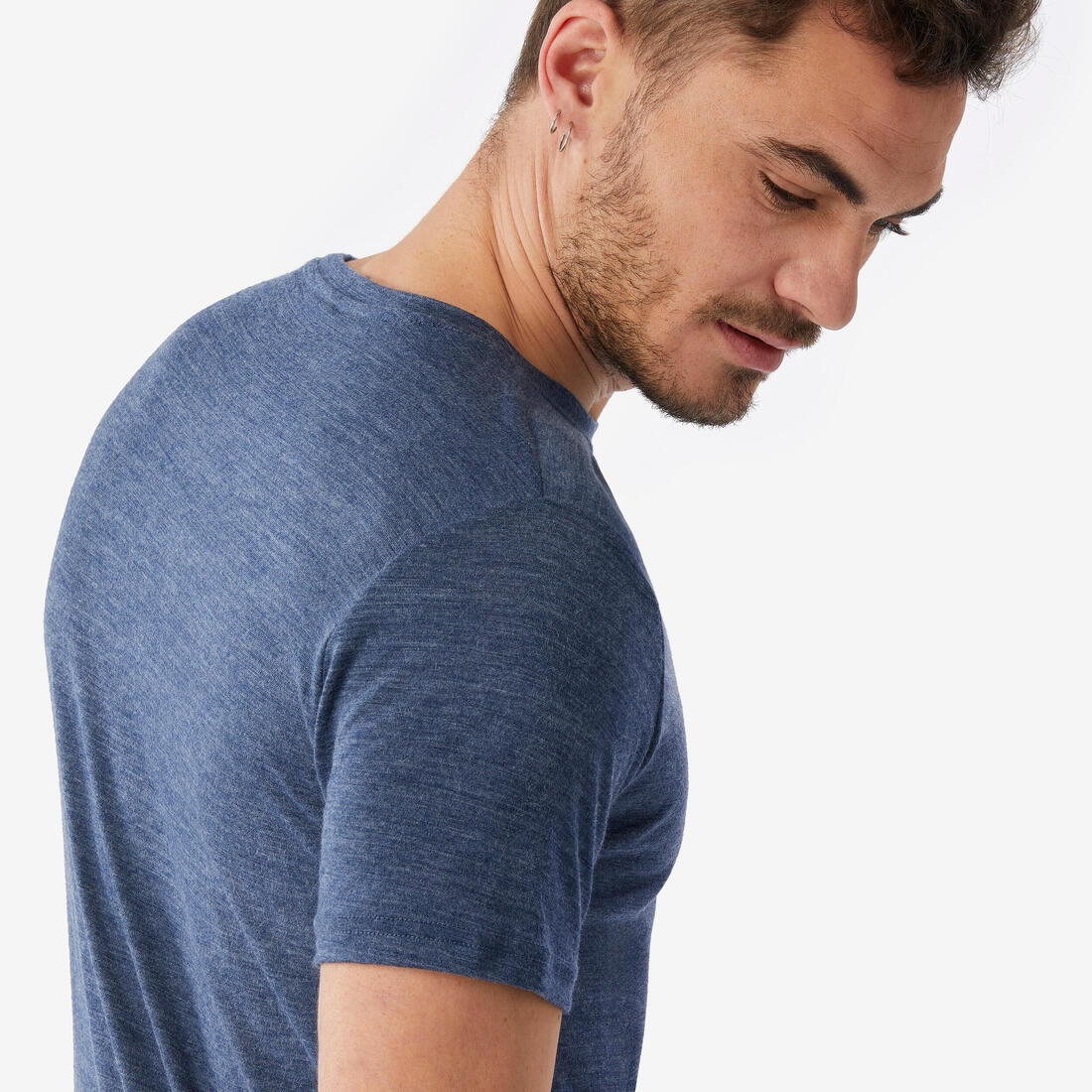 T-shirt de trek voyage manches courtes laine mérinos Homme - TRAVEL 500