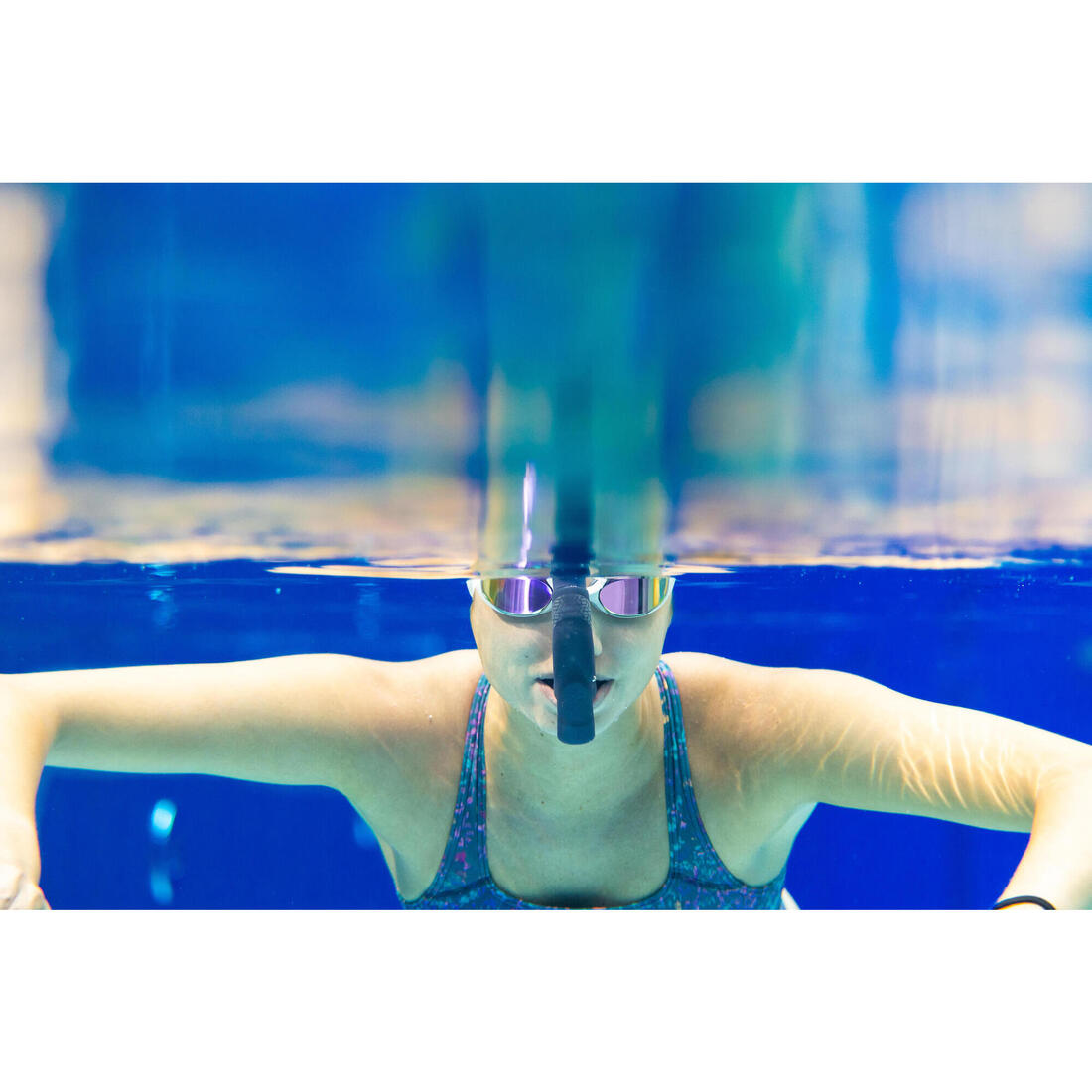 Tuba frontal de natation S/M - bleu blanc