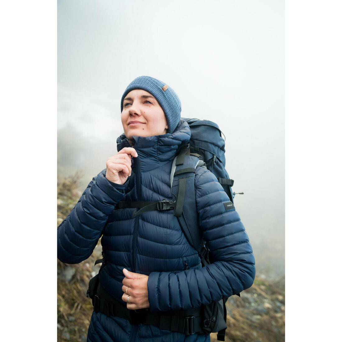 Doudoune à capuche en duvet de trek montagne - mt100 -5 °c - femme