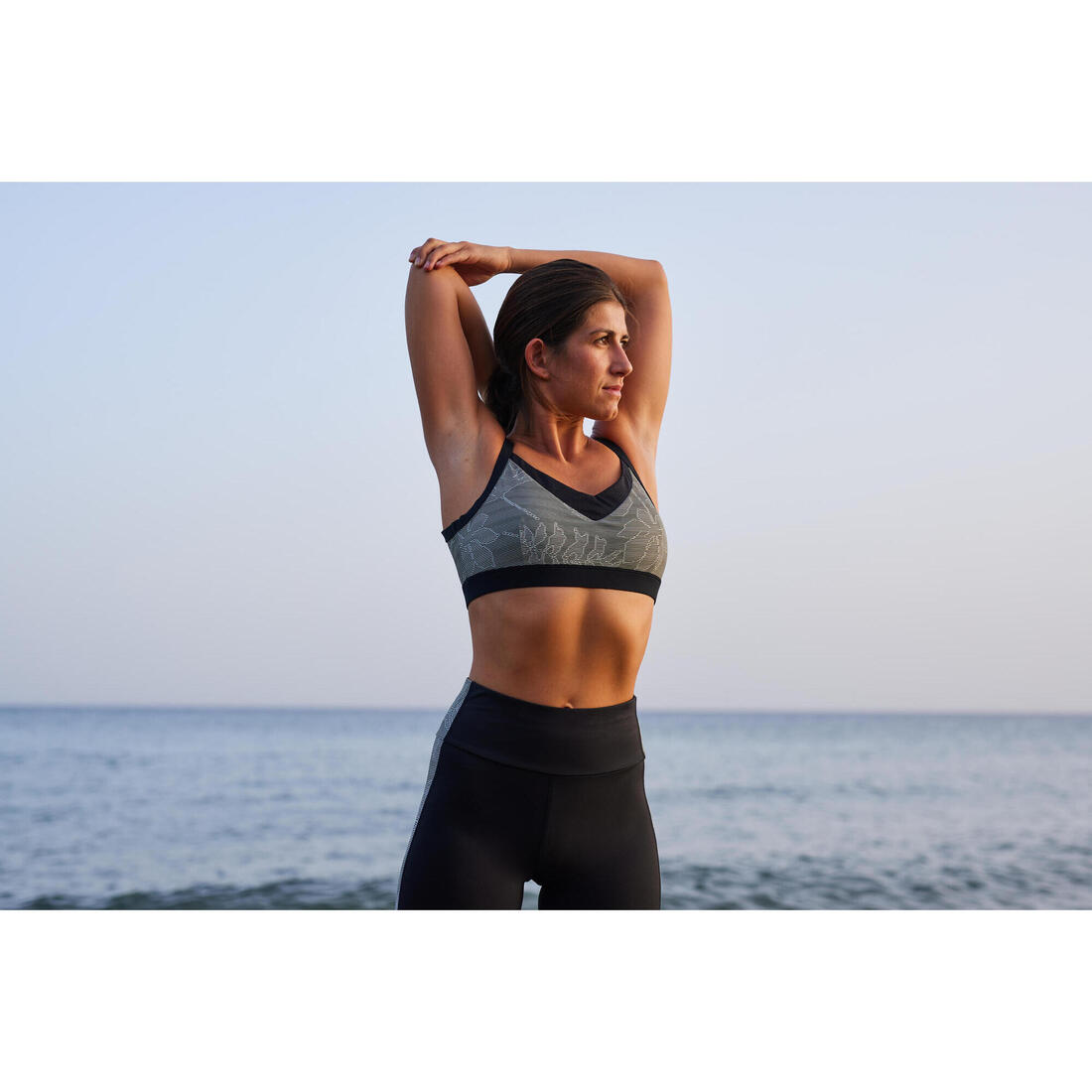 BAS DE MAILLOT DE BAIN LEGGING AQUAGYM-AQUABIKE FEMME NOIR IMPRIME