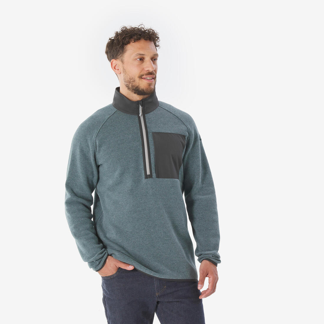 Pull de randonnée homme, NH500 Demi-zip