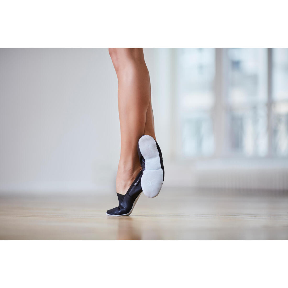 Chaussons de danse modern'jazz cuir souple T30-40 - noir