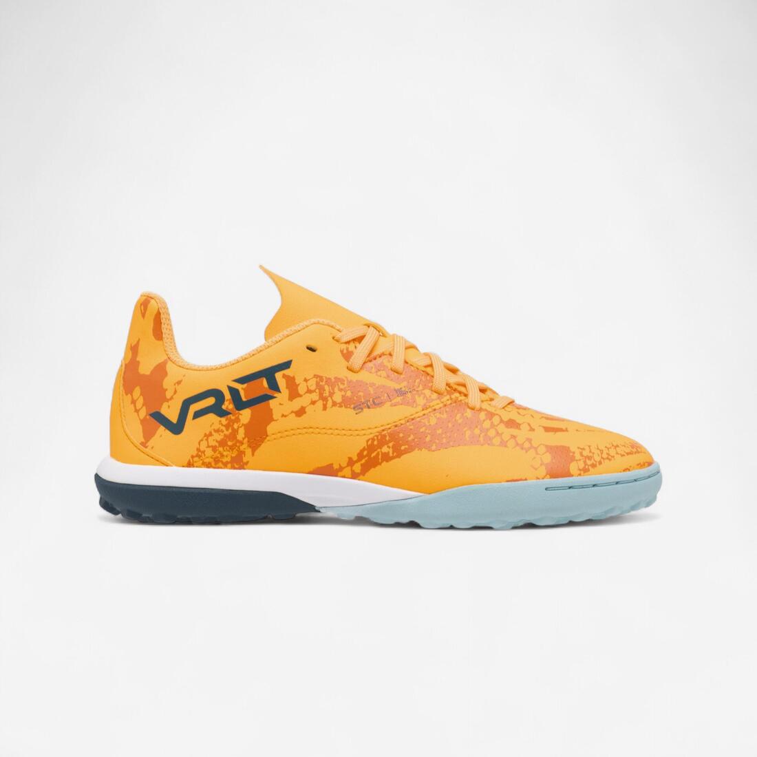 CHAUSSURES DE FOOTBALL ENFANT A LACETS VIRALTO I TURF TF ORANGE ET