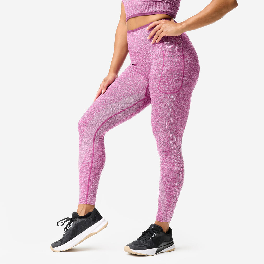 Legging de musculation sans couture femme, gris et