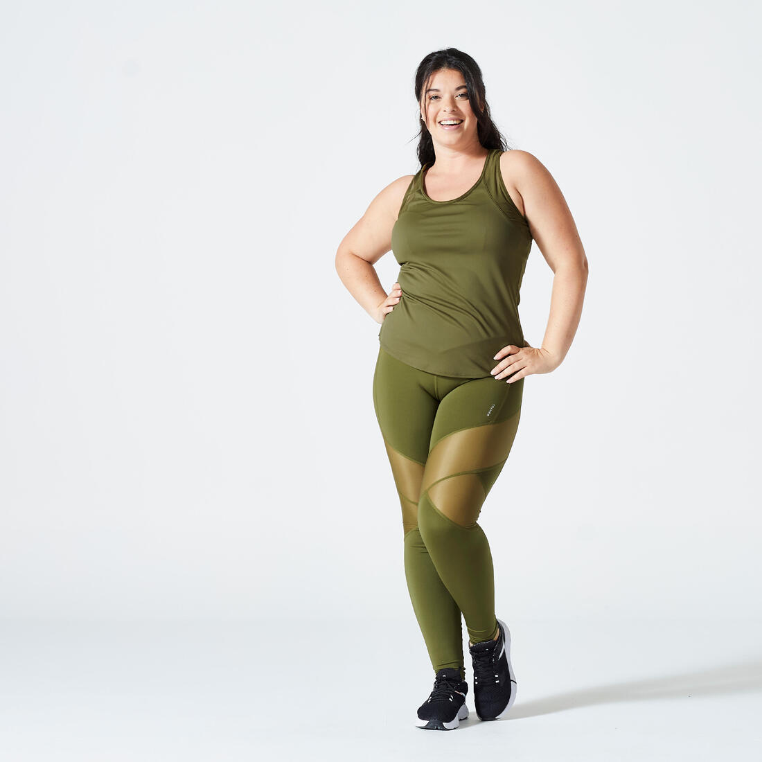 Débardeur dos-nageur Fitness Cardio femme Kaki