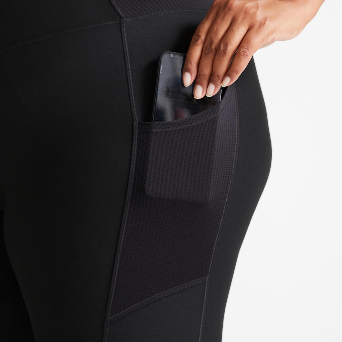 Legging de sport 7/8 respirant et grande taille, noir