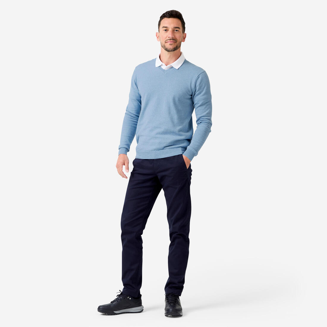 Pull de golf coton col V homme, MW100
