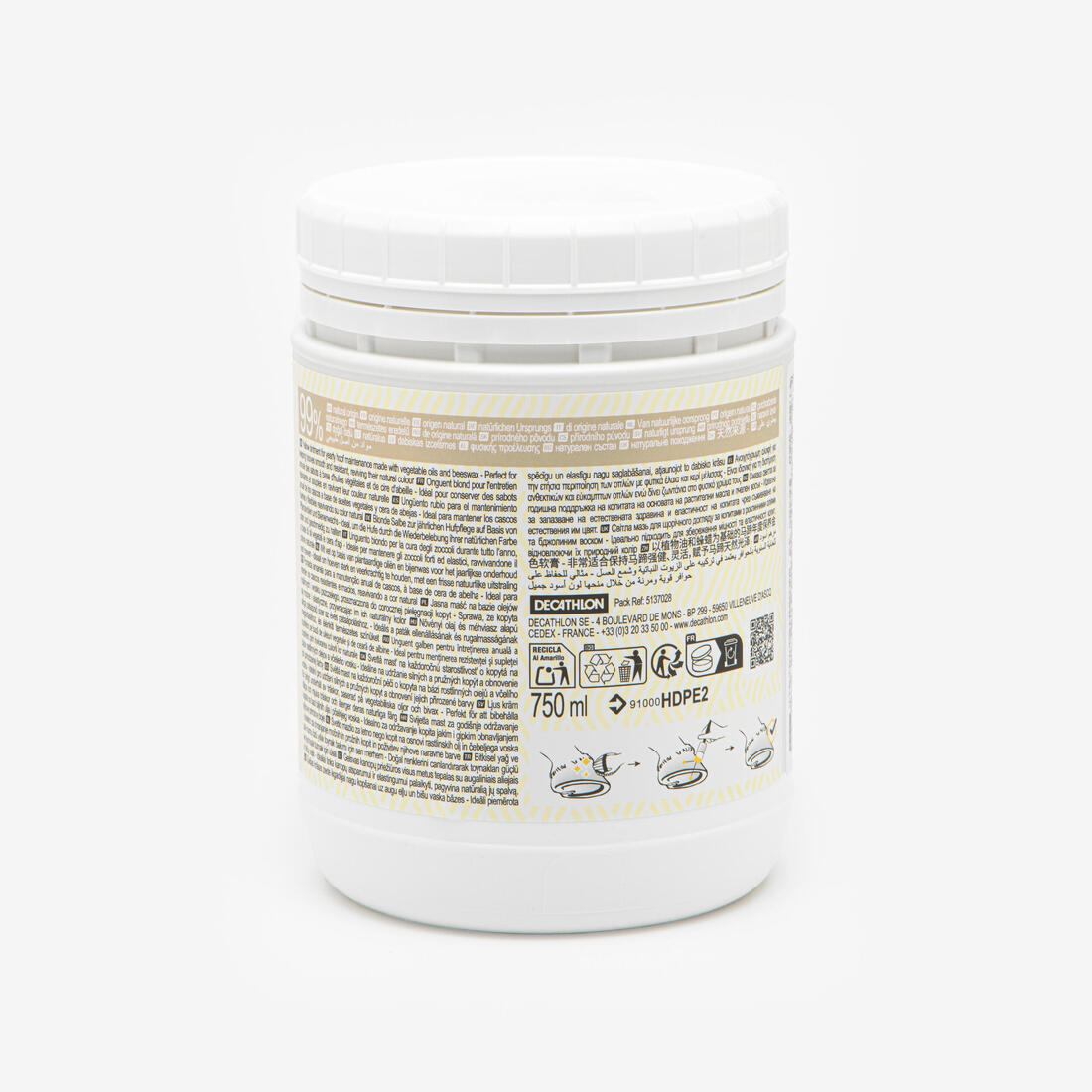 Graisse sabots naturelle Cheval et Poney - Onguent Entretien blond 750ml