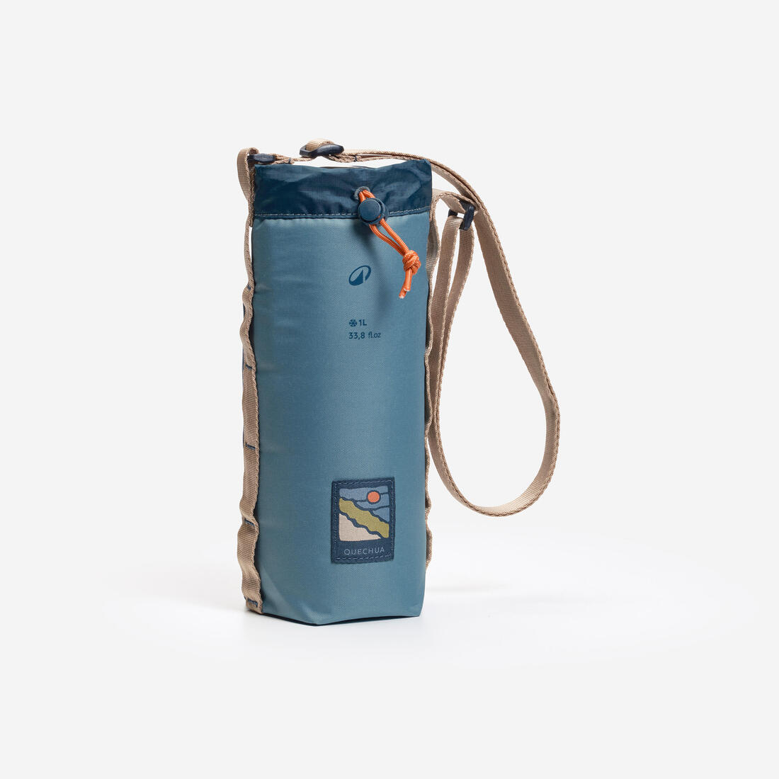 Housse isotherme pour gourde de randonnée jusqu'à 1L, avec bandoulière et poche