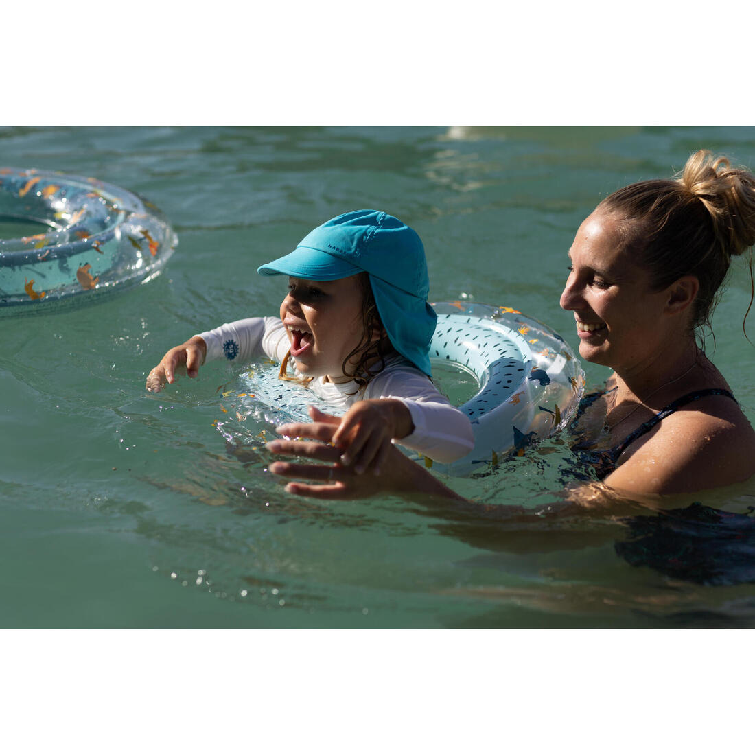 Bouée piscine gonflable 51 cm pour enfants 3-6 ans, transparente imprimé savane