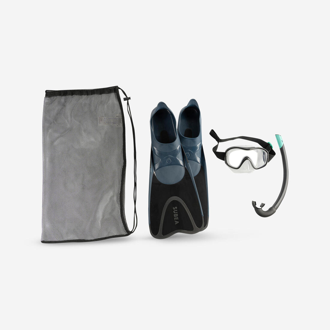 KIT de snorkeling adulte palmes masque tuba 100 Gris - Kit PMT 100 AD