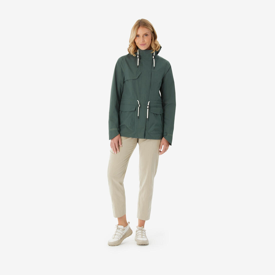 Parka de randonnée imperméable femme, NH500 vert