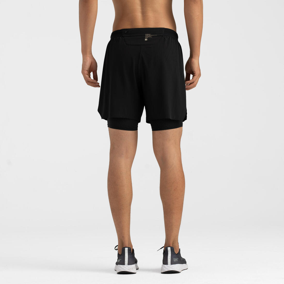 Short 2 en 1 de running Homme - KIPRUN Run 500 Confort Noir