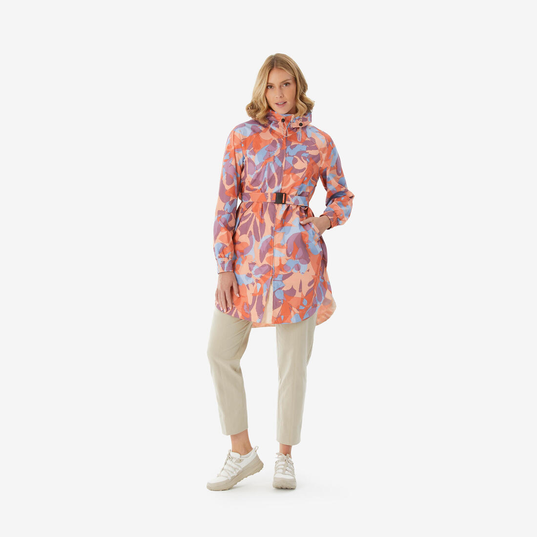 Veste de randonnée imperméable femme, Raincut Longue
