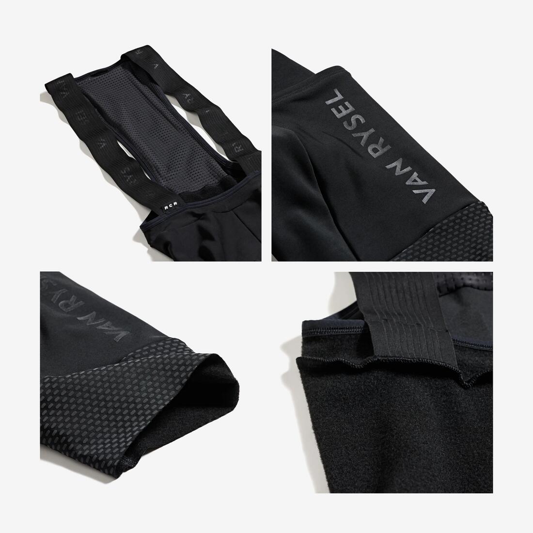Cuissard court à bretelles de vélo de route temps frais homme, RCR 2 noir