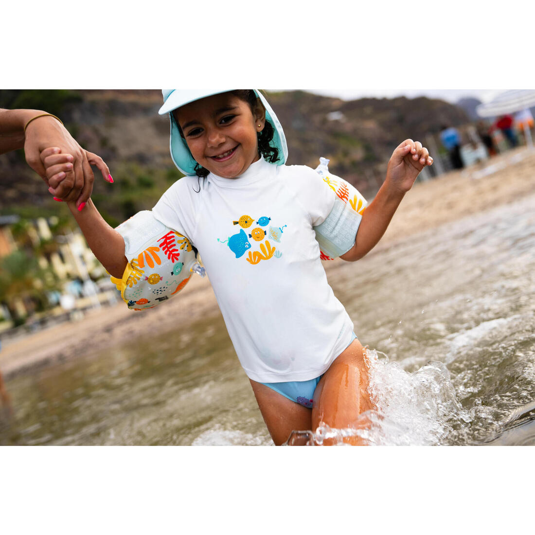 T-shirt anti uv bébé manches courtes corail