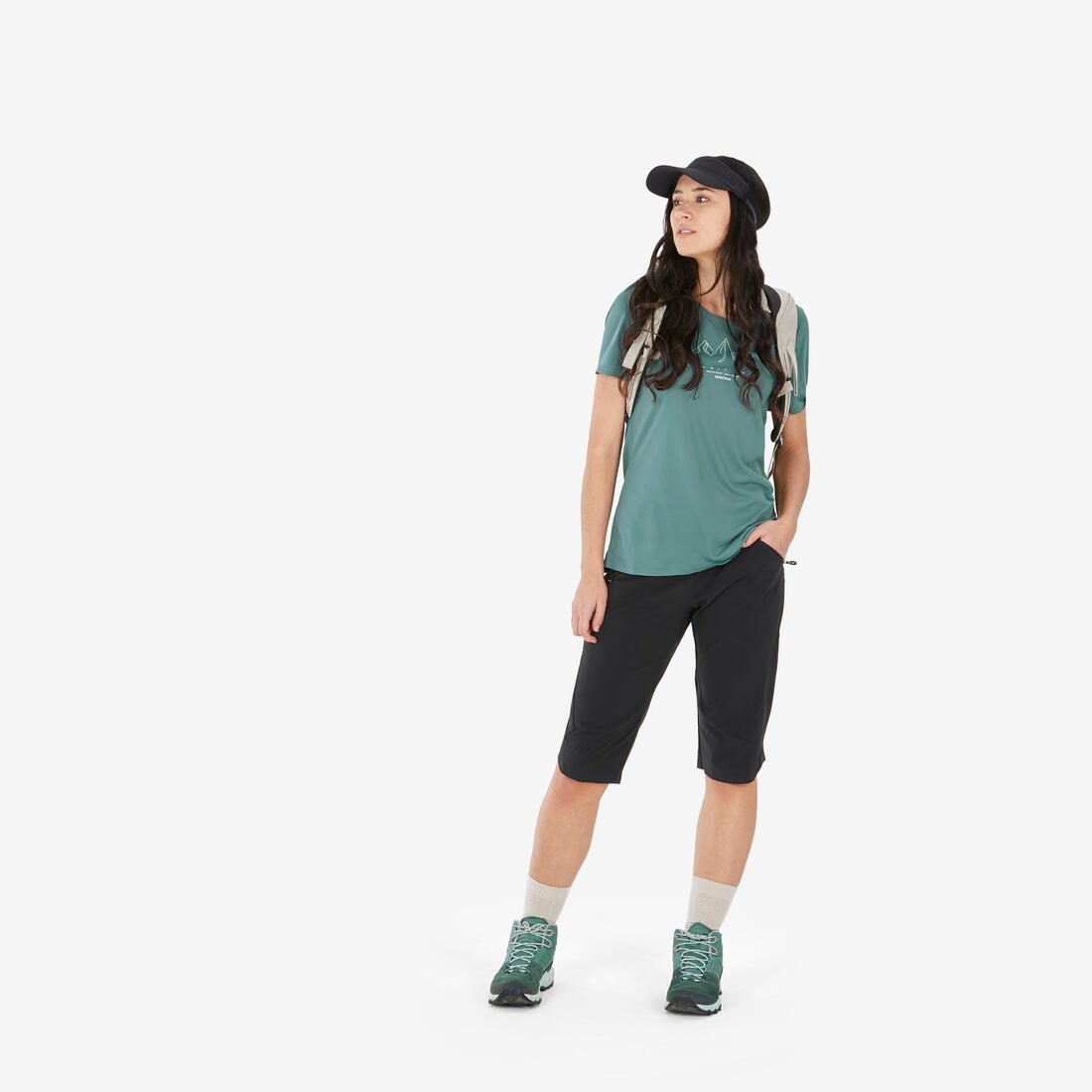 T-shirt de randonnée manches courtes femme, MH500