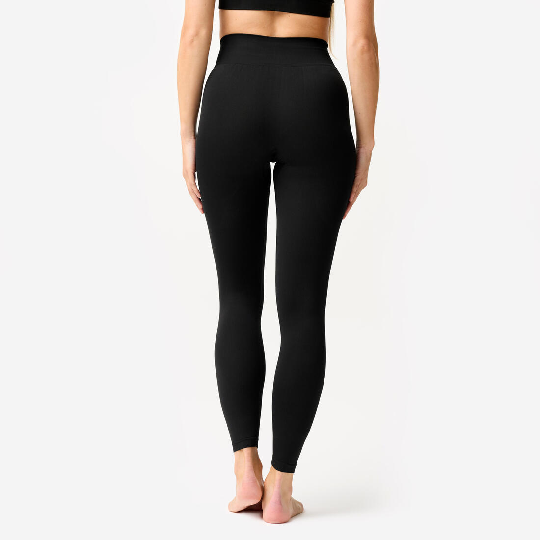 Legging de danse taille haute et ceinture plate femme, noir