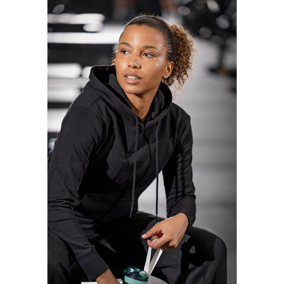 Sweat à capuche en coton fitness femme